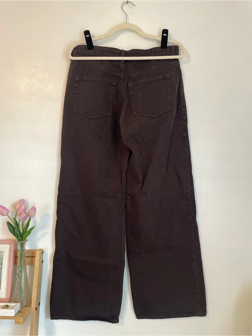 Denim jeans wide leg dark brown loose fit H&M size 6